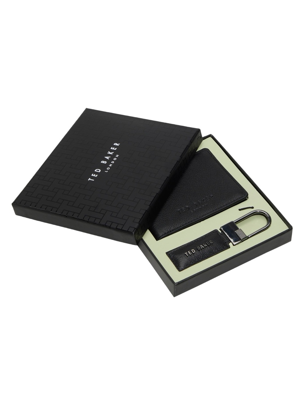 NWT Ted Baker Black Leather Wallet and Keyring Set